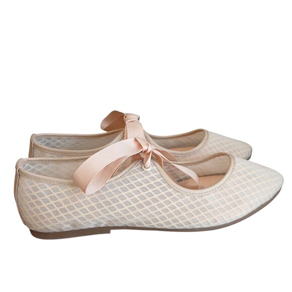 Intentionally Blank Valley Mesh Ballet Flats Size 5 Light Nude Bow Balletcore - Picture 4 of 10